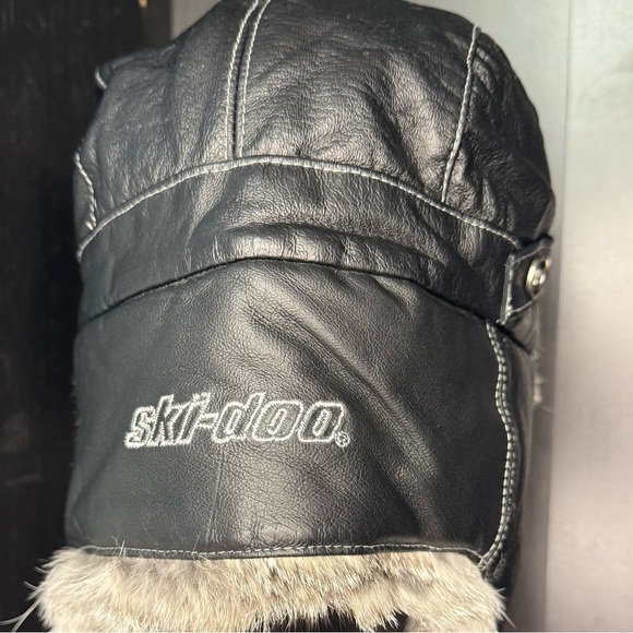 Ski-Doo Rabbit Fur Trapper Hat | Genuine Leather Aviator Bomber Style | BRP 2015 - Picture 3 of 8